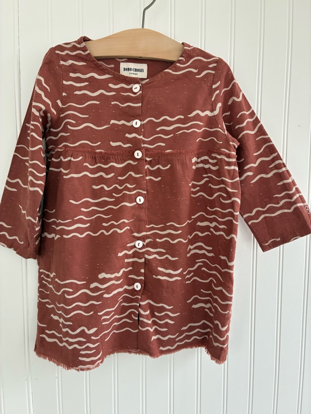 Bobo Choses Raw Hem Wave Print   Dress